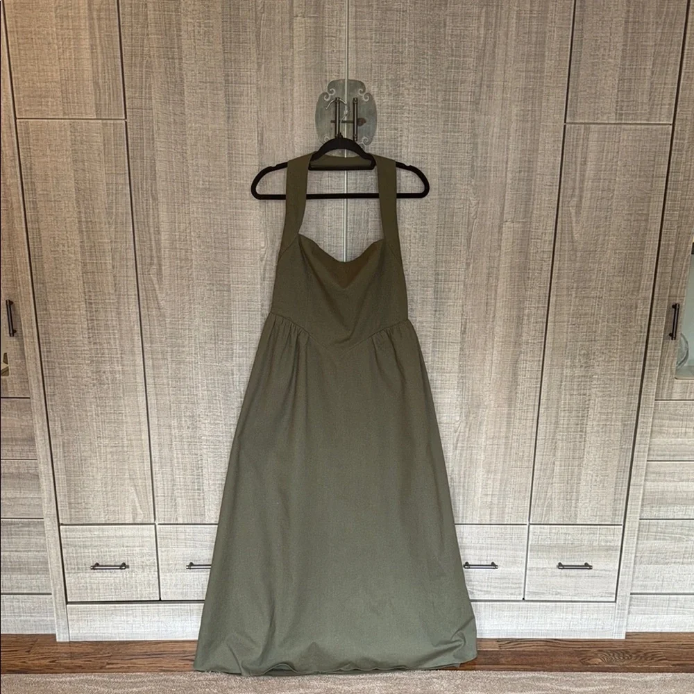 Commense Cotton & Linen Halter A Line Long Dress‎